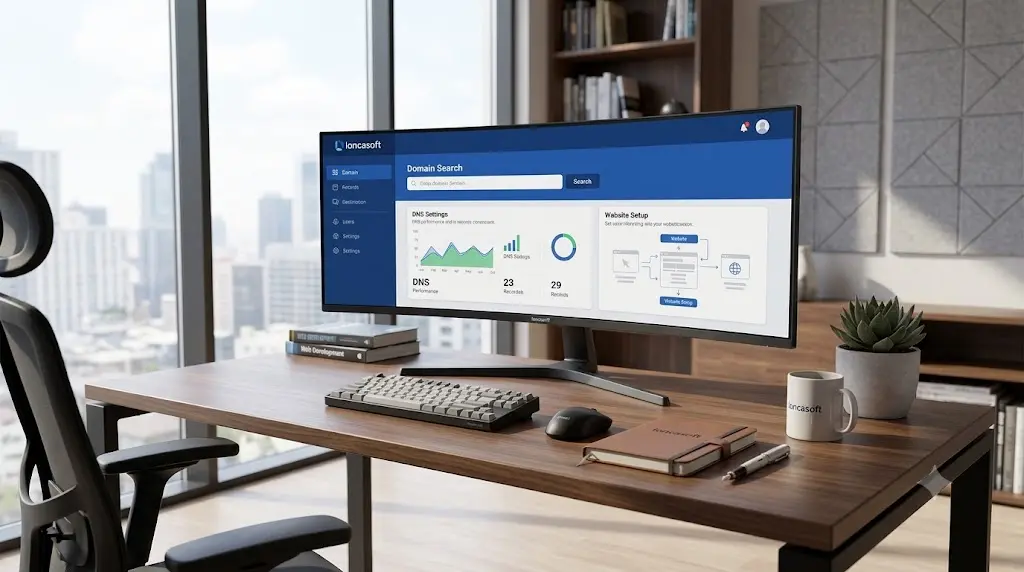 Web sitesi için hosting hizmeti ve sunucu altyapısını gösteren görsel.